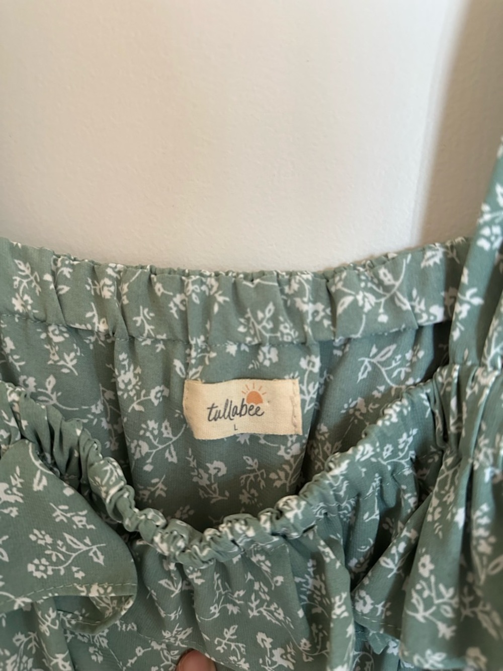 Tullabee WORN ONCE Floral Sage Green Ruffle Dress - Picture 3 of 3